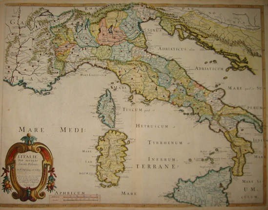 Sanson Nicolas (1600-1667) L'Italie par peuples suivant Ptolomée... 1641 Parigi